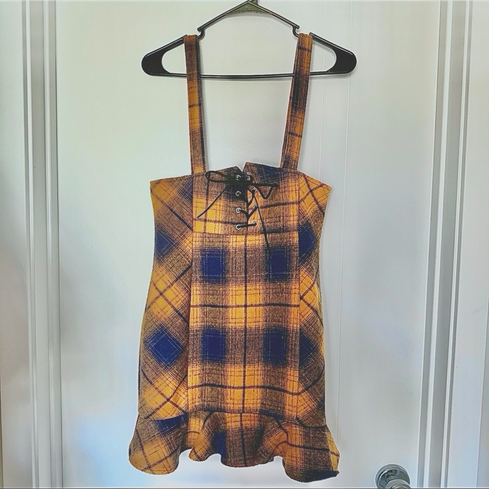 Plaid Yellow/Blue Corset Dress